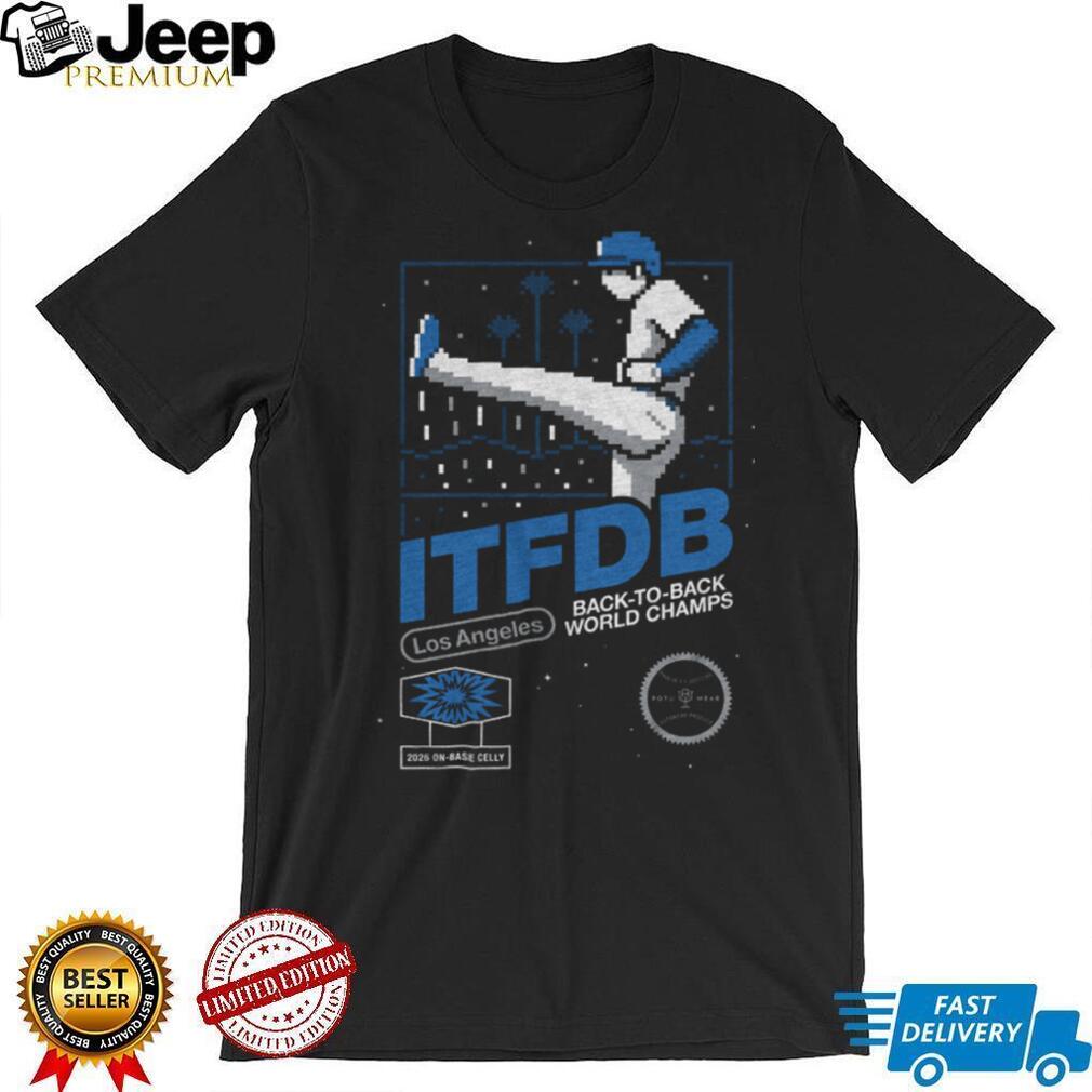 LA Baseball Back To Back World Champs Pixel Art T Shirt