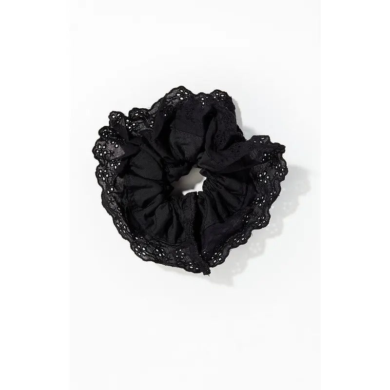 LA Hearts Women's Black Eyelet Hair Scrunchie