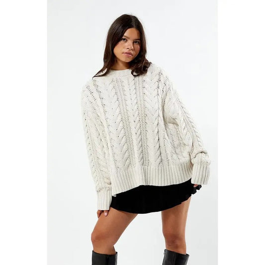 LA Hearts Women's Rory Cable Knit Sweater