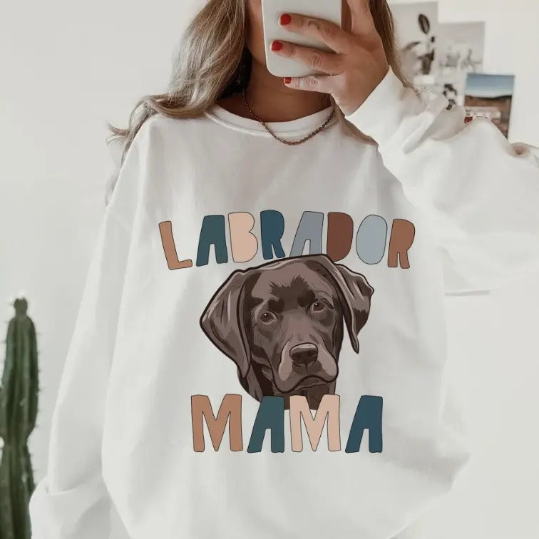 LABRADOR MAMA  CREWNECK SWEATSHIRT Womenswear Casual Comfortable