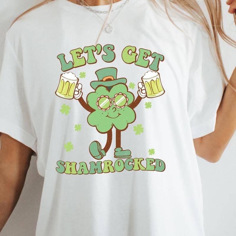LET'S GET SHAMROCKED RETRO SHIRT (COMFORT COLORS T-SHIRT, CASUAL SHIRT UNISEX, HOLIDAY SHIRT, ST. PATTYS DAY) Comfortable Fit Top Womenswear Chic Garment Short Sleeves Style Underwear Lady Underwear Lady