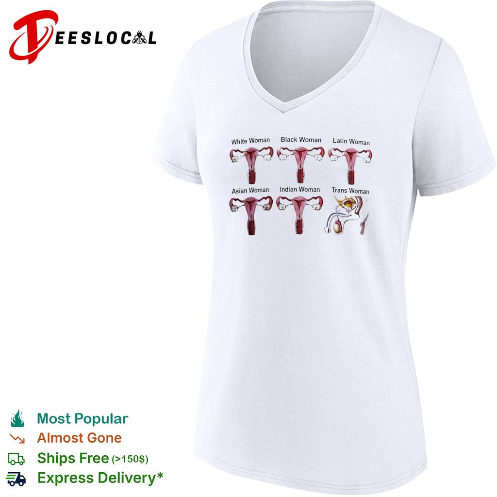 White Black Latin Asian Indian and Trans Woman Anatomy Comparison shirt