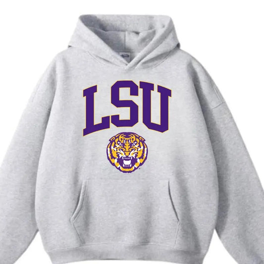 LSU Tigers Authentic Unisex Ash Hoodie, Lsu Tigers Ncaa Shirt, Football Shirt, Sport Gift for Fans, Gift for Men, for Women