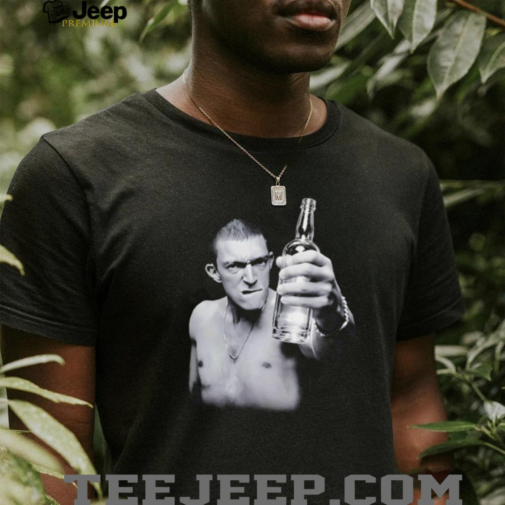 La Haine 1995 Vincent Cassel holding empty bottle shirt