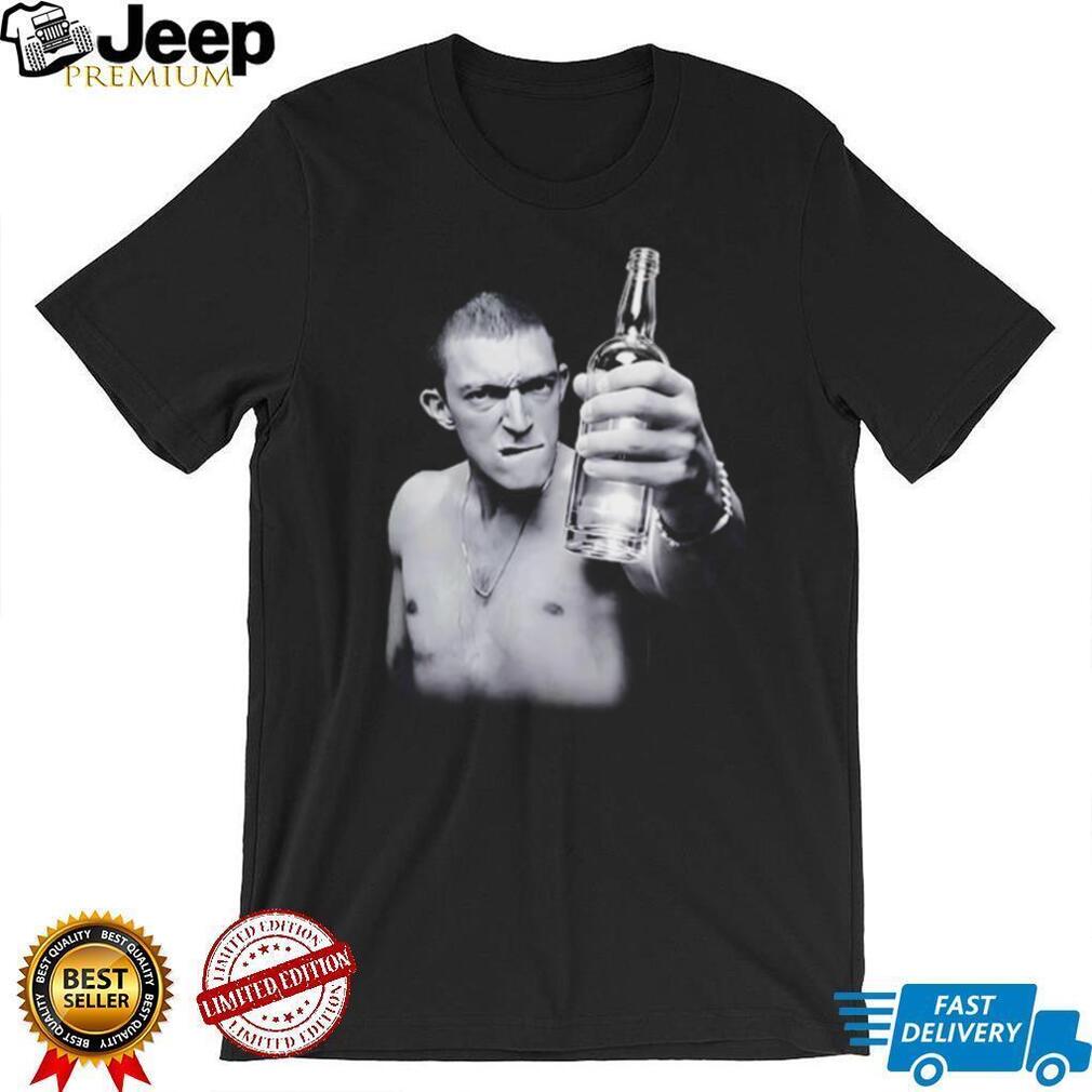 La Haine 1995 Vincent Cassel holding empty bottle shirt