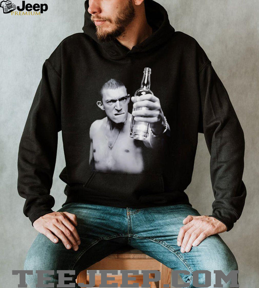 La Haine 1995 Vincent Cassel holding empty bottle shirt