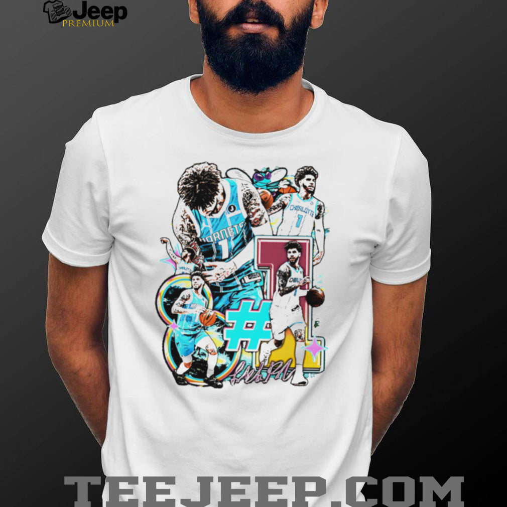 LaMelo Ball Charlotte Hornets Number 1 Artistic Basketball Graphic T Shirt