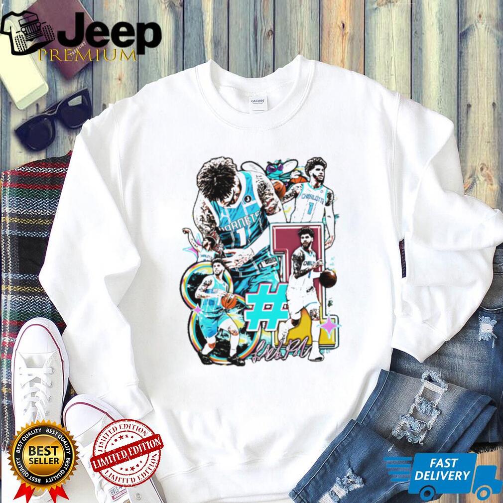 LaMelo Ball Charlotte Hornets Number 1 Artistic Basketball Graphic T Shirt