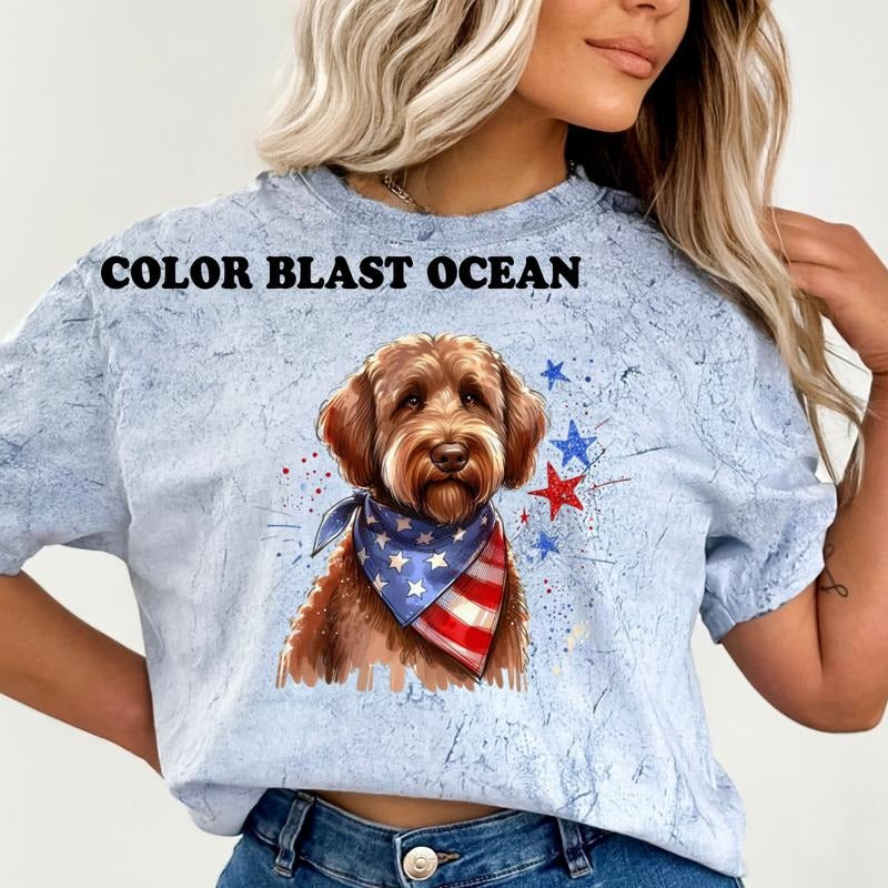 Labradoodle Patriotic Dog Shirt ~ Unisex Apparel Relaxed Fit Printed In The USA Clothing Womenswear Casual Comfort Cotton Top Athletic Boho Chic