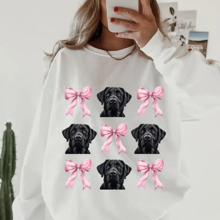 Labrador Retriever with bows Sweatshirt ~ Sweatshirt Unisex Apparel Relaxed Fit Printed in the USA Clothing Womenswear Casual and Comfortable