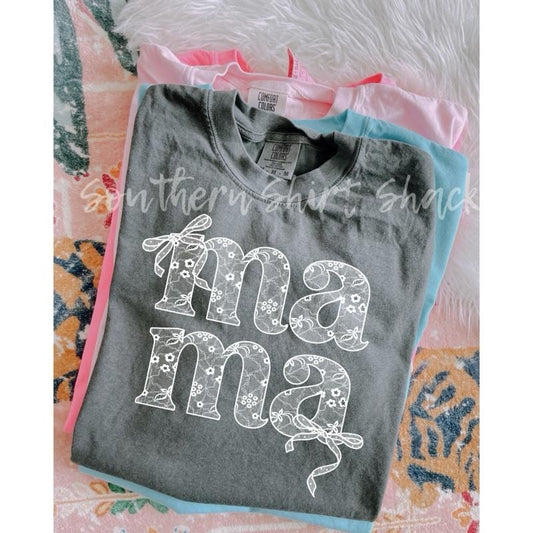 Lace Bow Mama T shirt  | Pepper comfort colors T shirt top