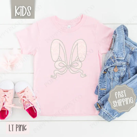 Lace Bunny Ears Kids Shirt - Easter Children's Tshirt - Cute Youth Tee Gildan Hoodie, Sweatshirt | WearSparks.com