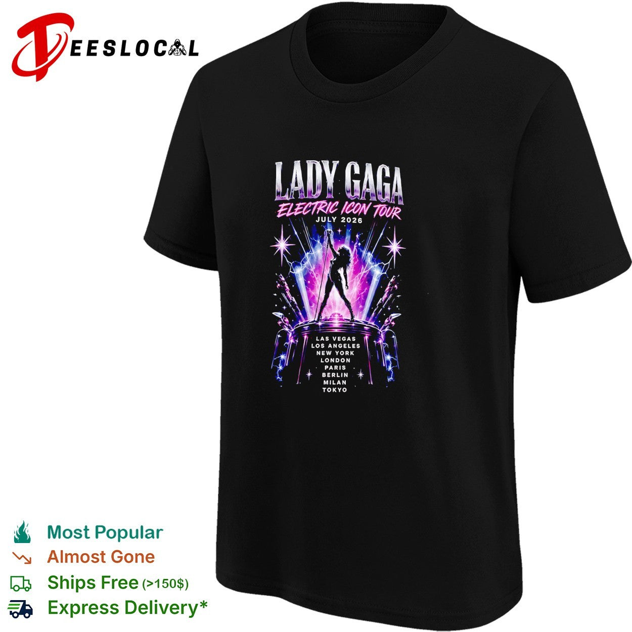 Lady Gaga Electric Icon tour July 2026 cities shirt
