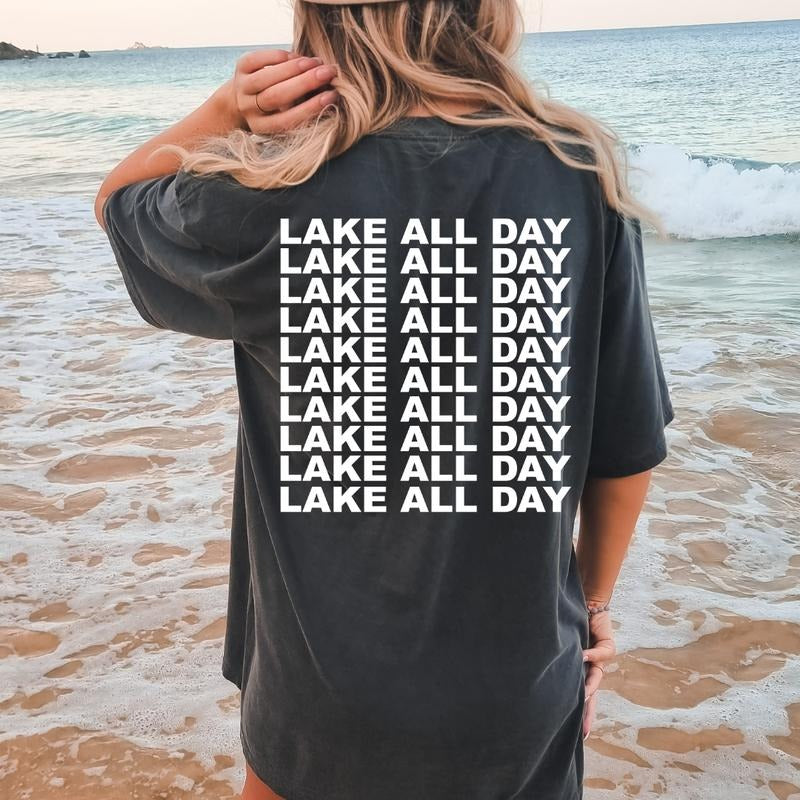 Lake All Day Shirt, Lake Shirt, Oversized Comfort Colors t-shirt, Summer Shirt, Lake T-shirt, Unisex Cotton Casual summer Shirt Fabric Top Womenswear Underwear