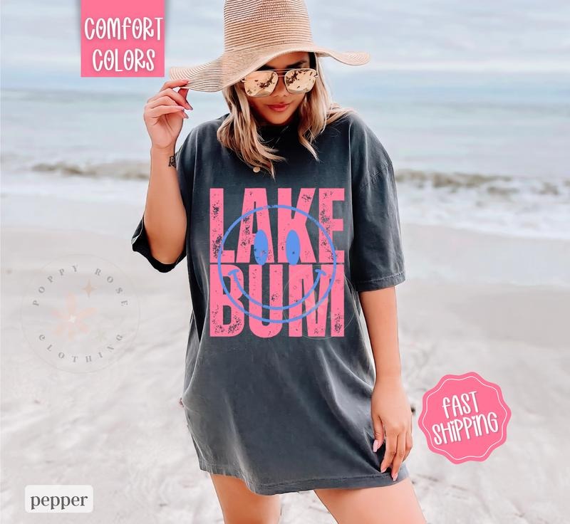 Lake Bum Shirt Comfort Colors, Cute Summer Oversized Tee Shirt, Swimsuit Cover Up