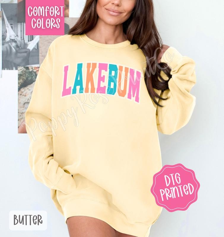 Lakebum Comfort Colors Sweatshirt, Cute Women's Lake Sweater, Trendy Summer Crewneck, Gift for Her