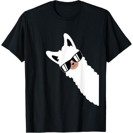 Lama Llama Alpaca with Sunglasses Lama Lover - Cool Lama T-Shirt Made in USA