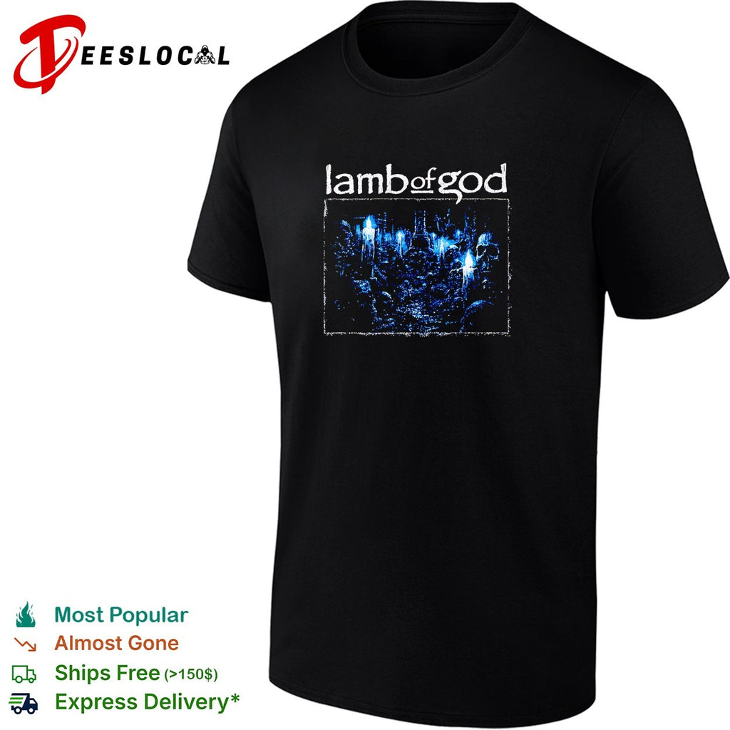 Lamb of God cemetery candles skull band shirt