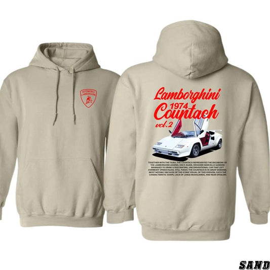 Lamborghini Countach 1974 Hoodie - Classic Car Enthusiast's Dream Apparel, Featuring Iconic Supercar Design, Perfect for Fans of Vintage Automobiles, High-Quality Unisex Hoodie for Style and Comfort Menswear Sweaters