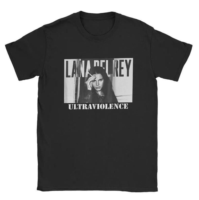 Lana Singer Del Rey Vintage T-Shirt Men Ultraviolence Hip Hop Casual Menswear Top