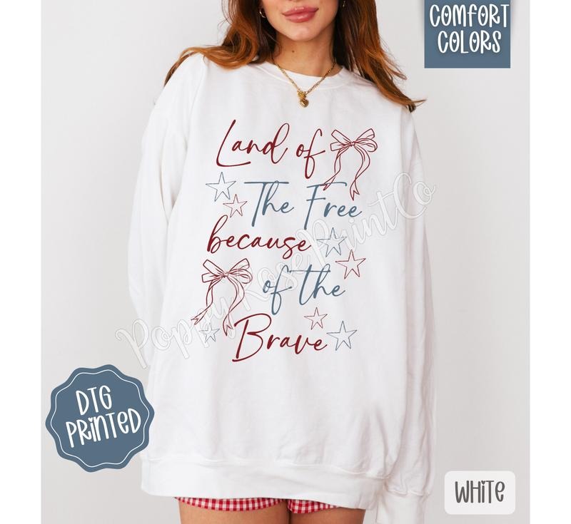 Land of the Free Comfort Colors Sweatshirt, Cute Patriotic Sweater, Trendy Women's Crewneck, Gift for Her
