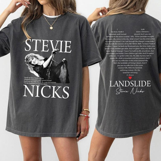 Landslide Stevie Song Lyrics T-Shirt, Stevie Music Lover Gift Tee, Retro 70s Classic Rock Apparel Womenswear Cotton...