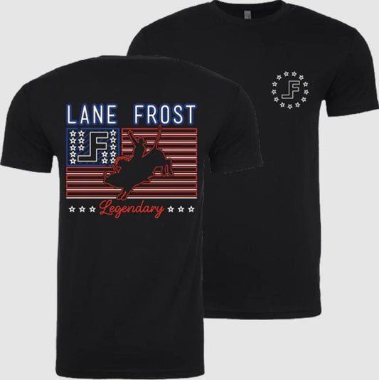 Lane Frost Neon Patriot T Shirt, Vintage Rodeo Graphic Tee, Western Cowboy American Outfit