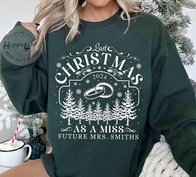 Last Christmas As a Miss Bachelorette Bride Shirt,Christmas Bachelorette Shirts,Jingle Bride Bachelorette Party Shirt for...