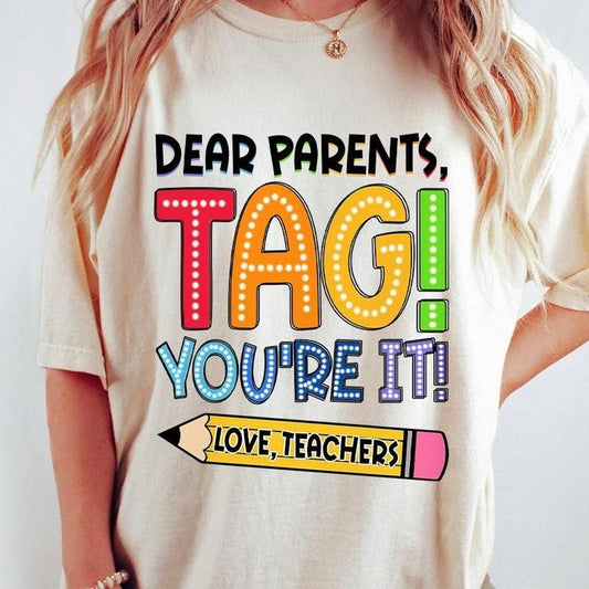 Last Day Of School Shirt For Teacher, Teacher Comfort Colors T-Shirt, Dear Parents Tag You're It, Happy Last Day Of School, Class Dismissed, Summer Break Tee, Summer Holiday Shirt, Schools Out For Summer Shirt, Teacher Women Top Breathable Casual