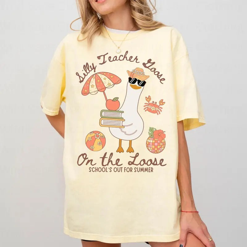 Last Day of School Teacher Shirts, Schools Out for Summer Silly Goose Teacher Shirt, End of Year Teacher Shirt, Funny...