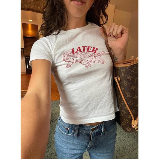 Later Gator Baby Tee, Later Alligator Tee, Y2K Baby Tee, Y2K Cropped Top, 90's Aesthetics, Sarcastic Shirt, Funny Shirt, Retro Baby Tee