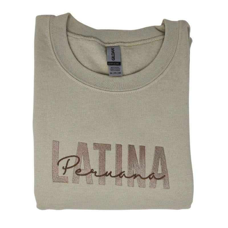 Latina Peruana Embrodiered Cotton Sweatshirt Casual Classic Sweaters T-Shirts, Hoodie | WearSparks.com