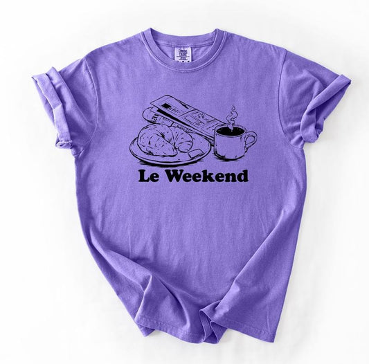 Le Weekend Shirt, Funny Food Shirt, French Croissant T Shirt, Food Humor, Cute Vintage T-Shirt, Comfort Colors