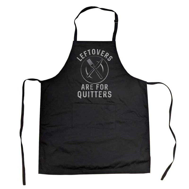 Leftovers Are For Quitters Cookout Apron Funny Kitchen Cooking Novelty Smock Funny Aprons Thanksgiving Apron Funny Food Apron Novelty Cooking Aprons for Men Black