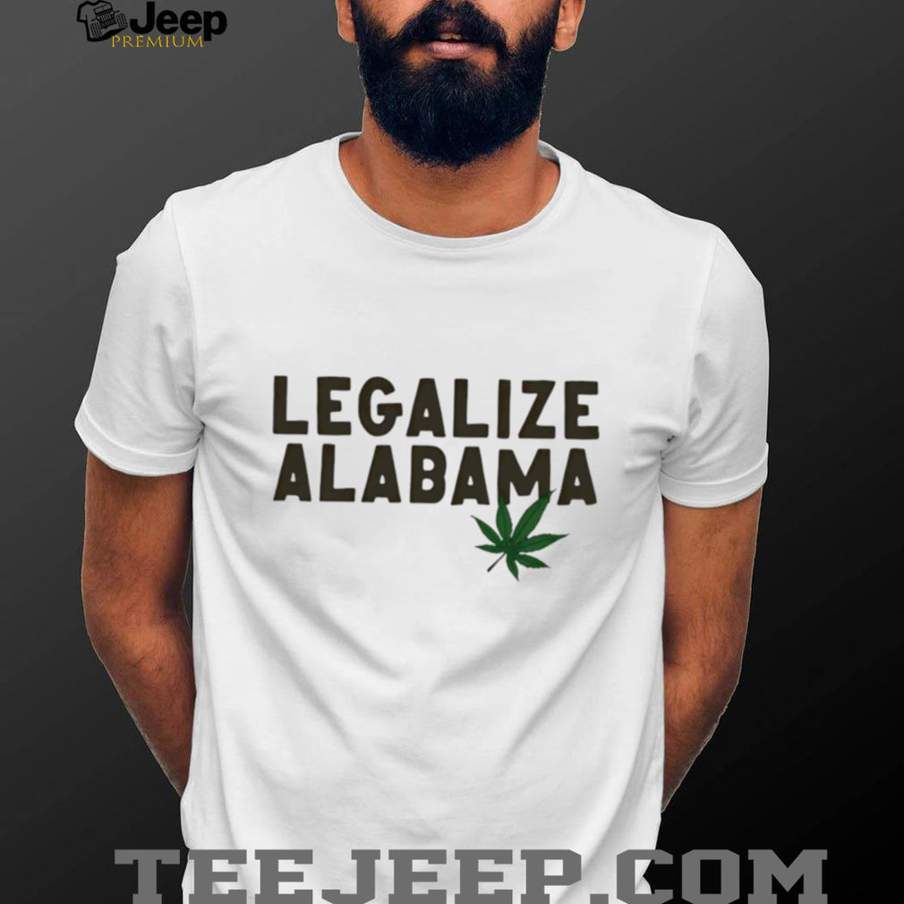 Legalize Alabama Marijuana Leaf Political Statement Slogan Men Women Minimalist Style T Shirt