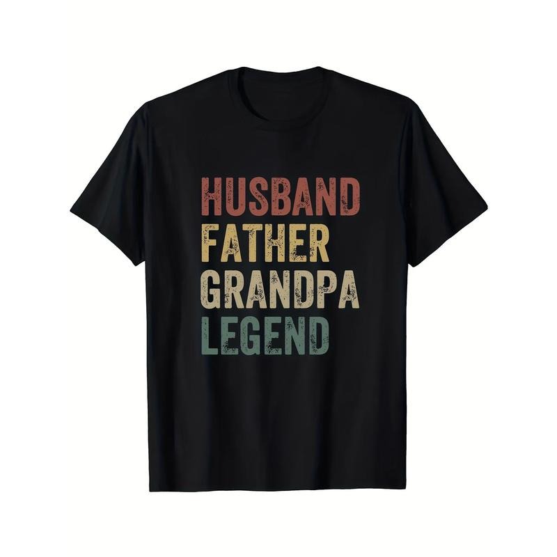 Legend T-shirt - Unique Letter Print Design, Ultra-Relaxed Casual Style, Slightly Elastic Fabric, Classic Round Neckline - Perfect Gift for Husband, Father, Grandpa, Ideal for Summer and Autumn Outdoor Activities Made in USA