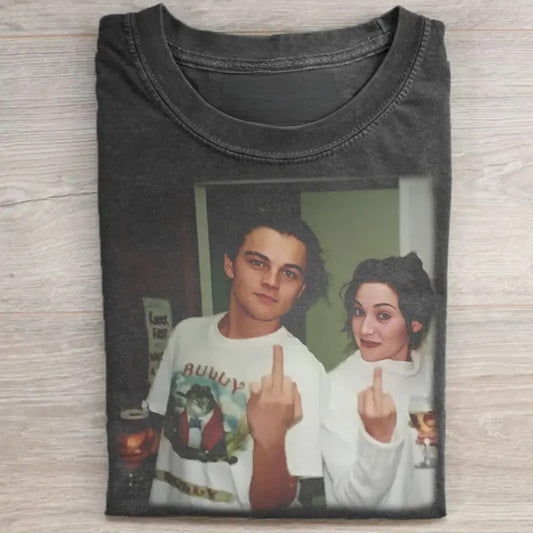 Leonardo DiCaprio Vintage Jack Dawson and Rose Dewitt Bukater Funny Graphic Tee - Iconic Movie Scene Shirt - Funny Movie Scenes Shirt Menswear Top