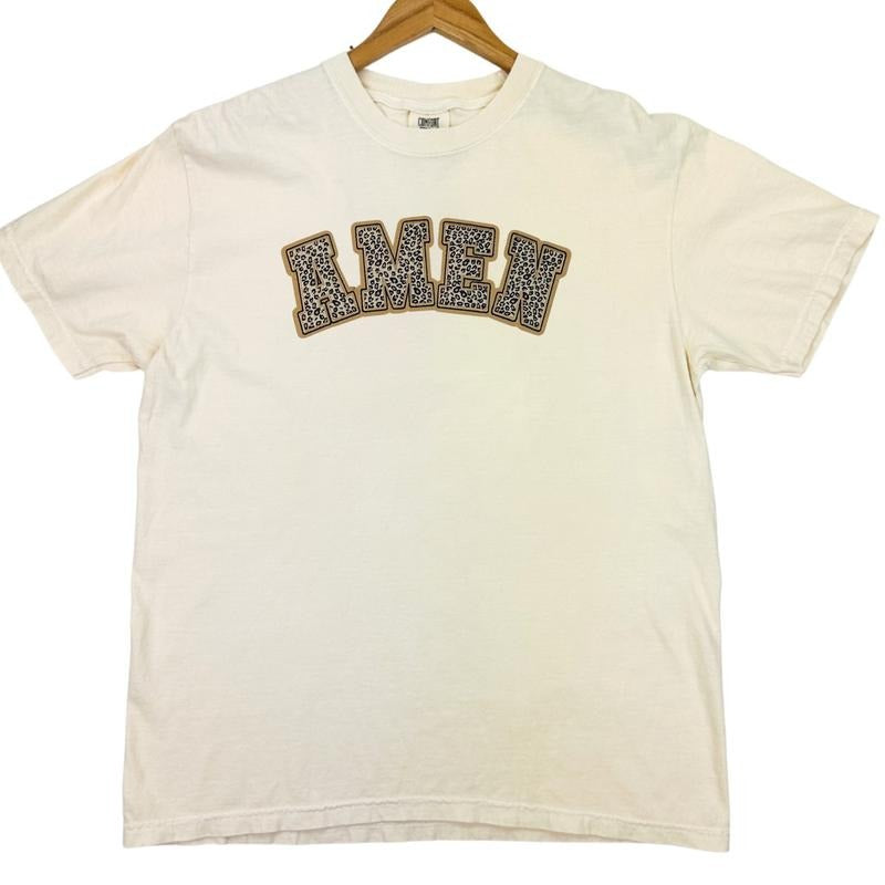 Leopard AMEN Chenille Patch Comfort Colors T-Shirt