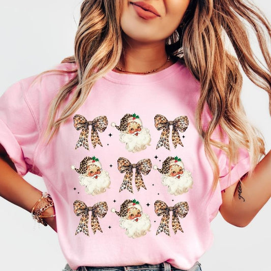 Leopard Coquette Christmas Shirt, christmas shirt Women's Oversized Christmas Shirt - Festive Printed Design - Cotton, Comfortable Casual Fit Top Womenswear