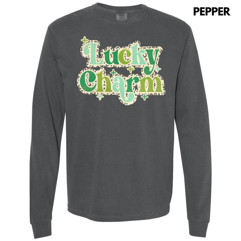 Leopard Lucky Charm Long Sleeve Comfort Colors T-Shirt