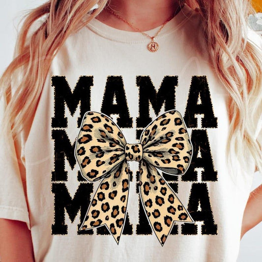 Leopard Print Mama Coquette Comfort Colors, Cheetah Bow Mom Life, Trendy Mama T-Shirt