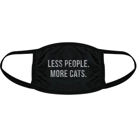 Less People More Cats Face Mask Funny Crazy Cat Lady Pet Kitty Lover Nose And Mouth Covering Funny Masks for Adults Funny Cat  Novelty Masks for Adults Black