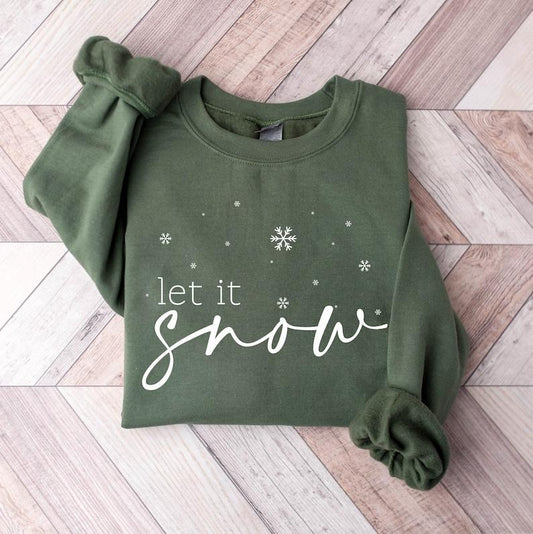 Let Is Snow Sweatshirt, Winter Sweatshirt, Snowflake Sweatshirt, Womens Christmas Sweatshirt, Christmas Shirt, Holiday Shirt, Winter Lover, Hoodie and Sweater; T-shirt Cotton Polyester
