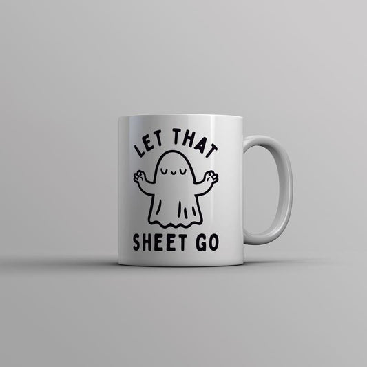 Let That Sheet Go Mug Funny Halloween Bed Sheets Ghost Joke Cup-11oz Funny Coffee Mugs Ceramic Printed Drinkware Cup