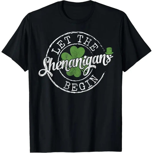 Let The Shenanigans Begin Funny Clovers St Patrick's Day T-Shirt made in USA
