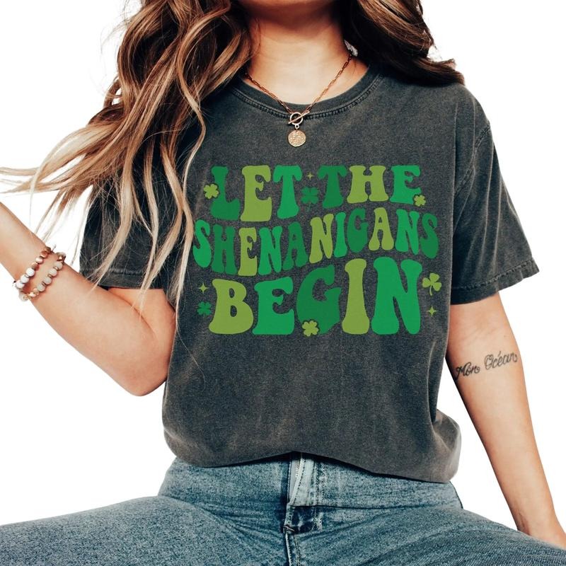 Let The Shenanigans Begin Shirt, St Patricks Day Party Shirt, Funny St Paddys Shirt, St Pattys Irish Tee, Green Beer Shirt, Gifts For Saint Patrick's Day, Unisex Short Sleeve Tee T-Shirt Fit Top