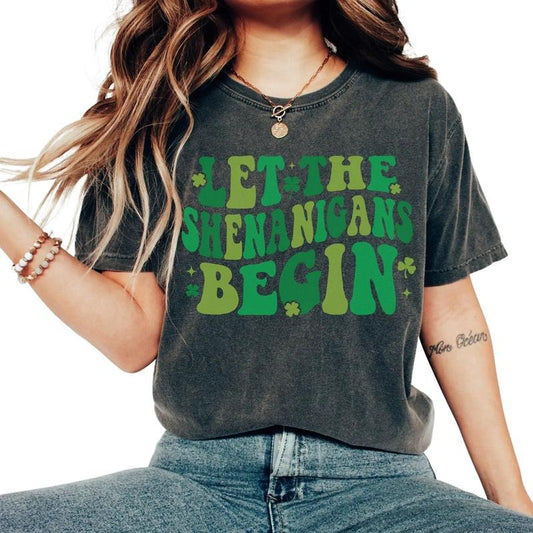 Let The Shenanigans Begin Shirt, St Patricks Day Party Shirt, Funny St Paddys Shirt, St Pattys Irish Tee, Green Beer Shirt, Gifts For Saint Patrick's Day, Unisex Short Sleeve Tee T-Shirt Fit Top