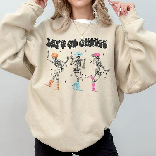 Let's Go Ghouls Shirt, Halloween Comfort Shirt, Dancing Skeleton Ghost Shirt, Halloween Costume, Let's Go Ghouls T-Shirt, Funny Skeleton Halloween Tee, Halloween Women Top
