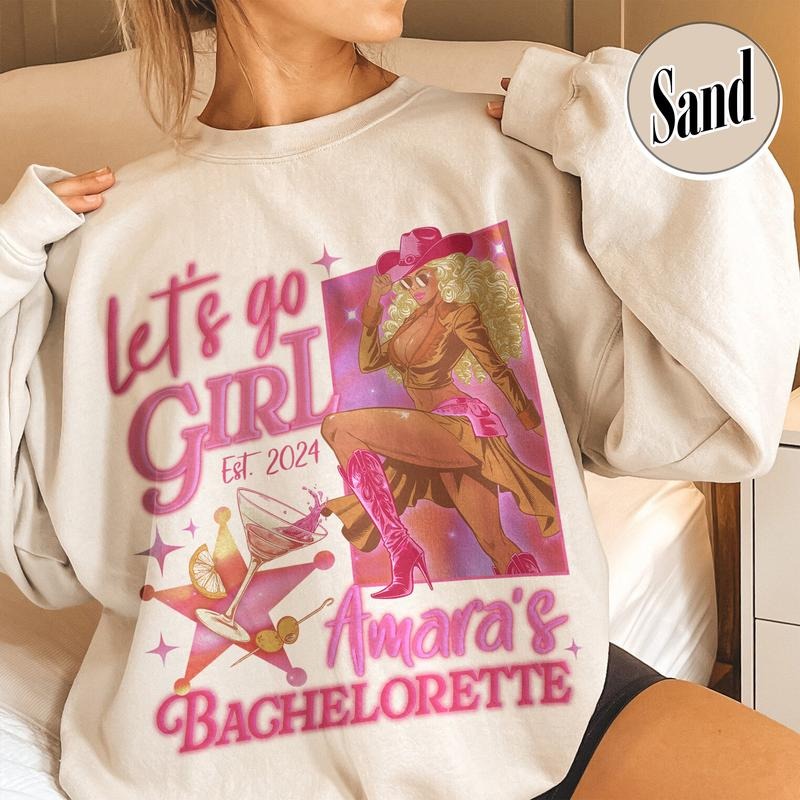 Lets Go Girls Cowgirl Sweatshirt, Custom Name Bachelorette Sweatshirts, Bridal Party Gifts, Gift for Bride, Bach Trip...