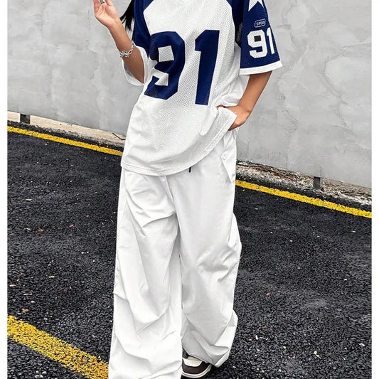Letter Star Print Oversized Top Colorblock Short Sleeve Mesh Tshirt Blokecore Football Jerseys Tops  daily holiday sweatshirt